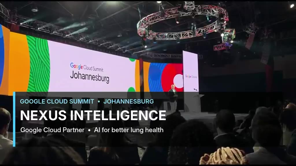 Nexus Intelligence on screen at Google Cloud Summit Johannesburg, Google Cloud Partner, AI for better lung health